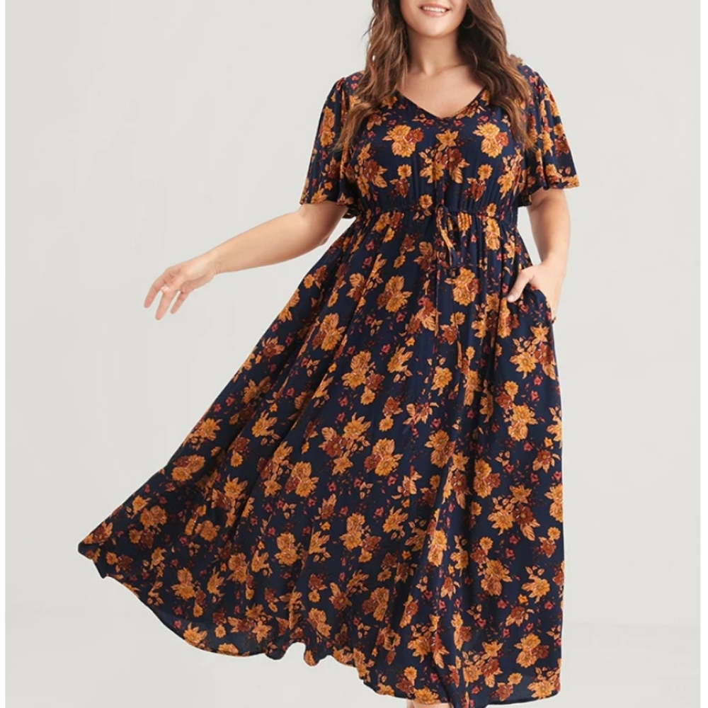 Bloomchic Floral V Neck Maxi Dress